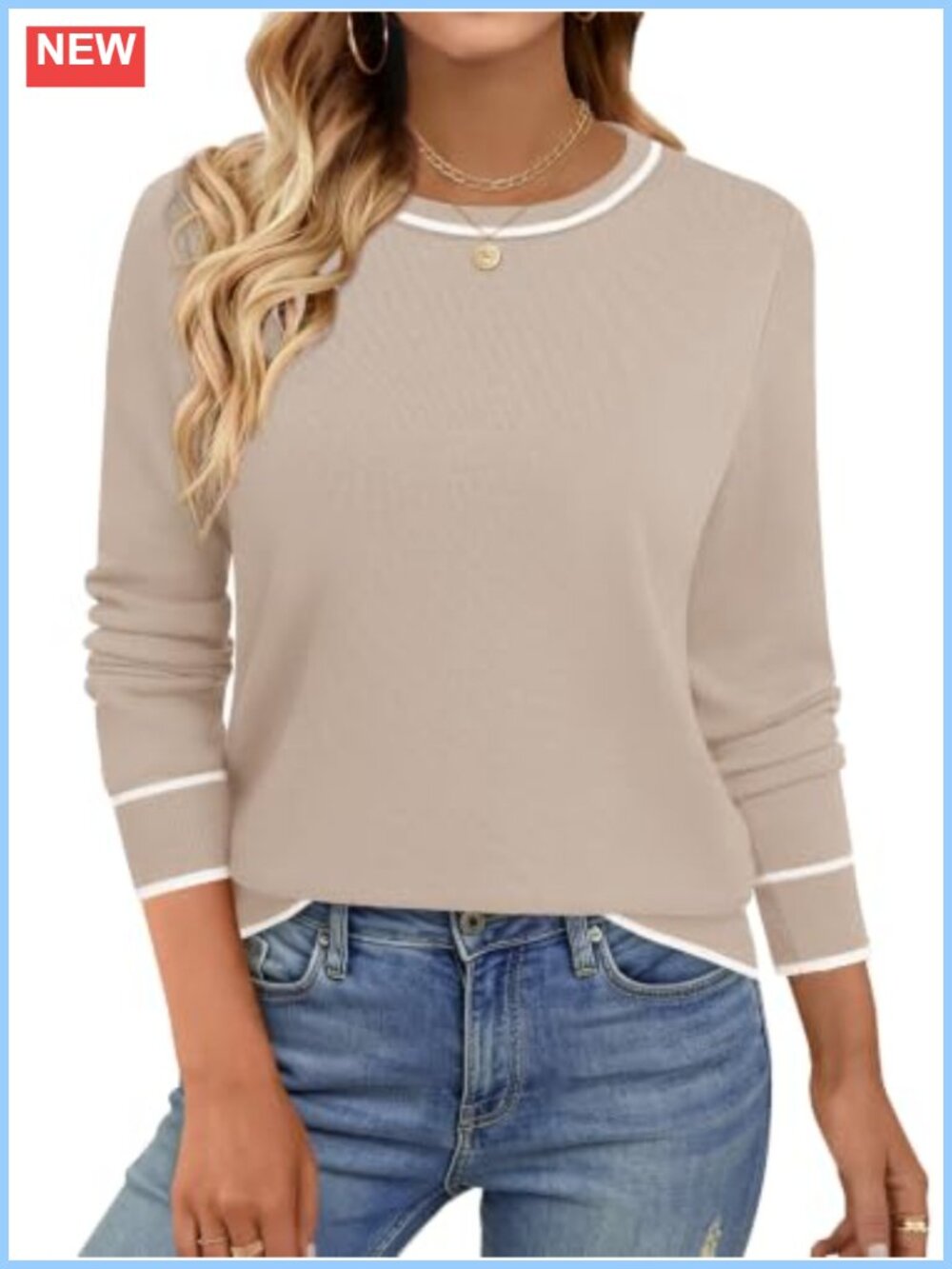 Womens Lightweight Long Sleeve Crewneck Pullover Sweater
